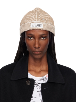 MM6 Maison Margiela Beige Amended Optical Ribs Beanie