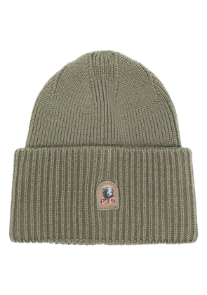 Parajumpers logo-patch ribbed-knit beanie - Green