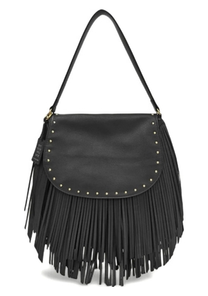 LE PANDORINE Fringe studded shoulder bag - Black