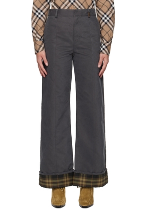 Burberry Gray Cotton Nylon Trousers