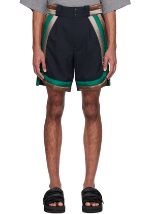 kolor Navy Paneled Shorts