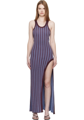 Rabanne Blue & Burgundy Knit Midi Dress