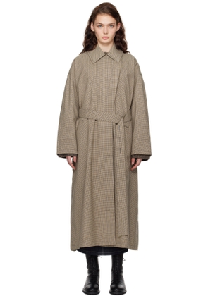 CO Brown Check Suiting Trench Coat