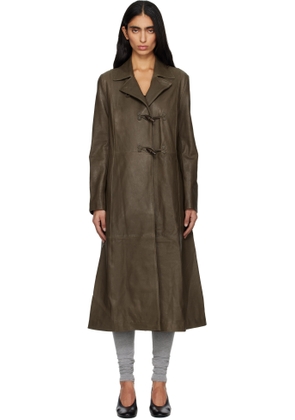 Paloma Wool Khaki Nolan Leather Coat