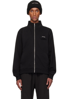 We11done Black Pillow Logo High-Neck Zip-up Jacket