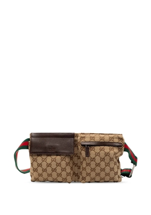 Gucci Pre-Owned 2000-2015 GG Canvas Web Double Pocket belt bag - Brown