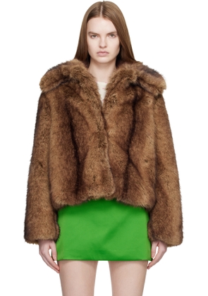 Sandy Liang Brown Kensington Faux-Fur Jacket