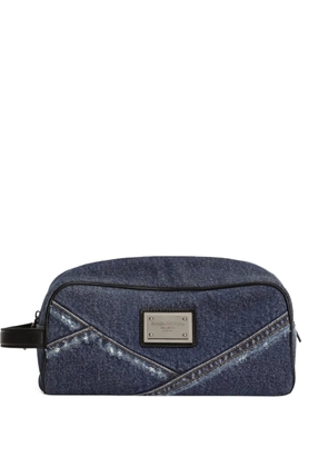 Dolce & Gabbana logo-plaque denim wash bag - Blue