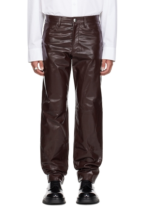 Jil Sander Burgundy Patent Leather Pants