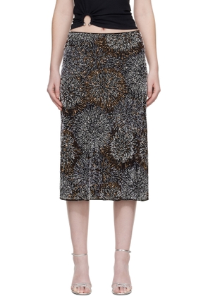 Rabanne Black Pearl Crepe Midi Skirt