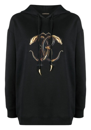 Roberto Cavalli monogram-print drawstring hoodie - Black