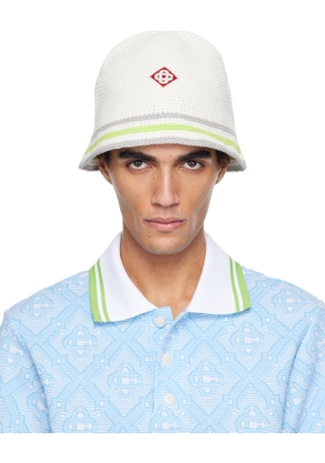 Casablanca White Stripe Crochet Bucket Hat