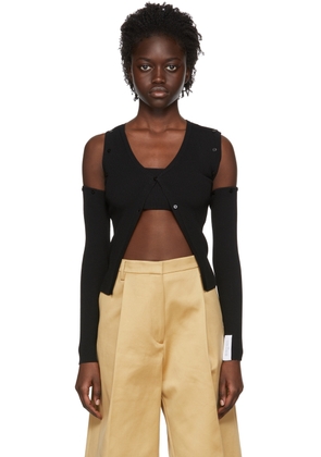 Rokh Black Viscose Cardigan & Tank Top Set
