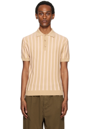 King & Tuckfield Brown Textured Stripe Polo