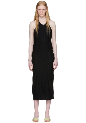 GANNI Black Rayon Midi Dress