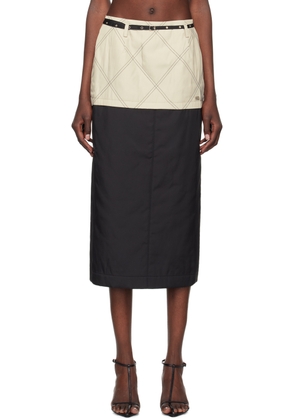 Kijun Beige & Black Quilted Midi Skirt