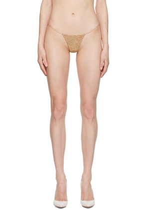 LaQuan Smith Gold Crystal-Cut Thong