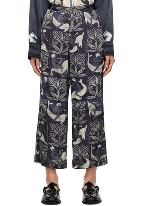 COMMAS Navy Printed Trousers