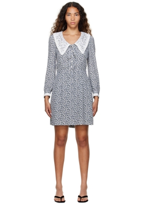 Rokh Navy Daisy Minidress