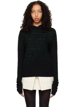 Maximilian Davis Black & Green Harlequin Hoodie