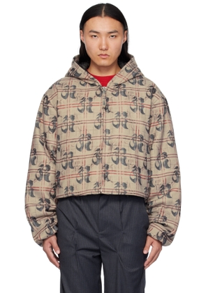 KUSIKOHC Beige Pattern Anorak Windbreaker Jacket