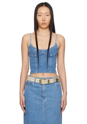 Magda Butrym Blue Paneled Denim Tank Top