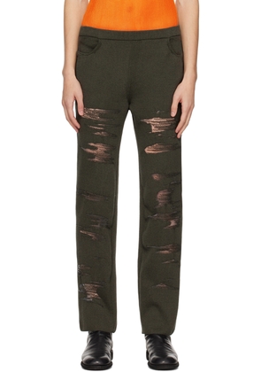 khanh brice nguyen SSENSE Exclusive Green Distressed Trousers