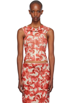 Miaou Beige & Red Magda Corset Top