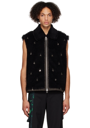 Feng Chen Wang Black Embellished Faux-Fur Vest