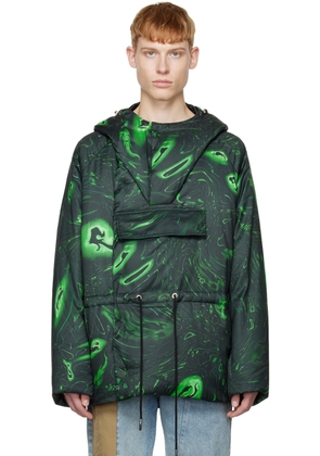 Feng Chen Wang Black Graphic Down Jacket