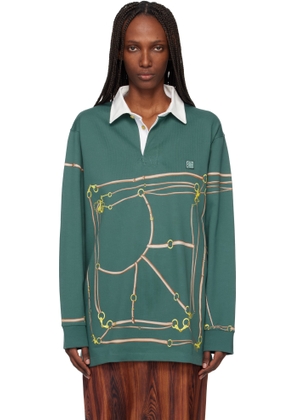 Conner Ives Green Belt Printed Rugby Polo