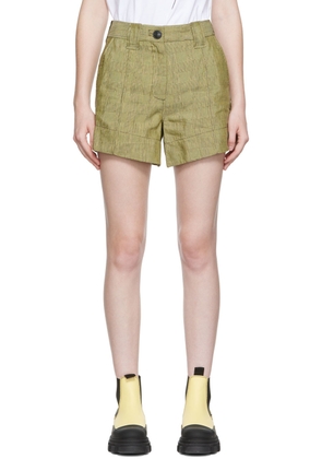 GANNI Yellow Linen Shorts