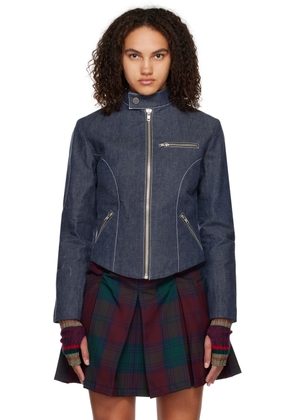 paria /FARZANEH Blue Zip-Up Denim Jacket