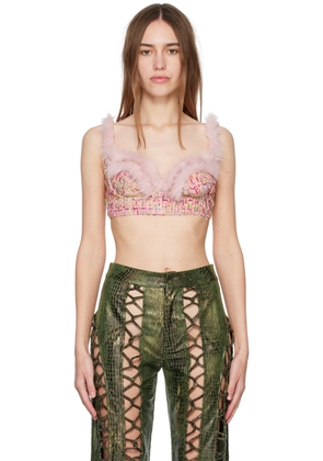 KIM SHUI SSENSE Exclusive Pink Furry Bralette