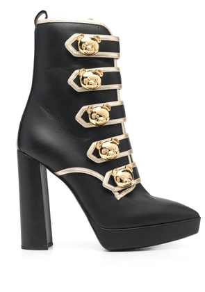 Moschino Teddy Bear button-detail leather boots - Black