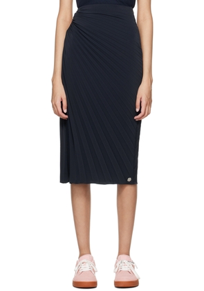 Kenzo Navy Sun-Ray Pleats Midi Skirt