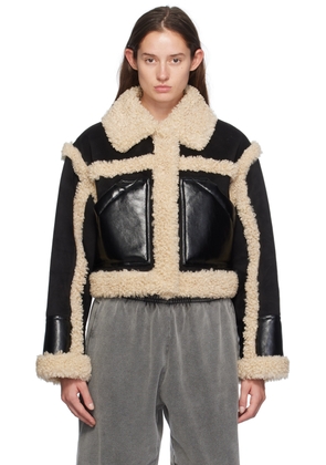 Stand Studio Black & Off-White Edith Faux-Shearling Jacket