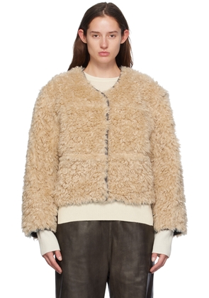 Stand Studio Beige & Gray Charmaine Reversible Faux-Shearling Jacket