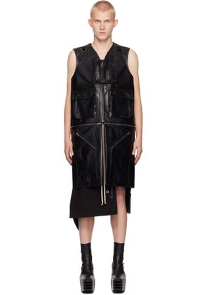 Rick Owens Black Porterville Utility Leather Vest