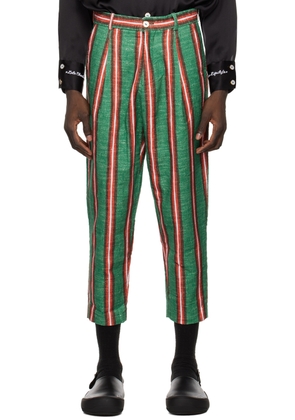Late Checkout Green Striped Trousers