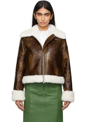 Stand Studio Brown & Off-White Lorelle Faux-Shearling Jacket