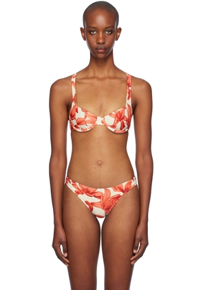 Miaou Beige & Red Luz Bikini Top