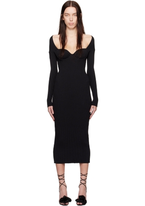 Magda Butrym Black Rib-Knit Bustier Maxi Dress