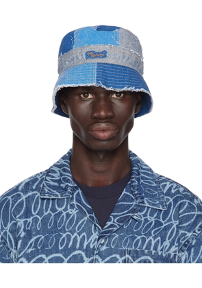 Marni Blue Patchwork Denim Bucket Hat
