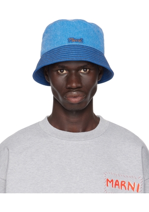 Marni Blue Logo Patch Denim Bucket Hat