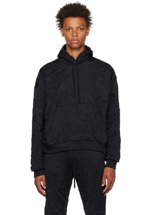 John Elliott Black Crinkled Hoodie