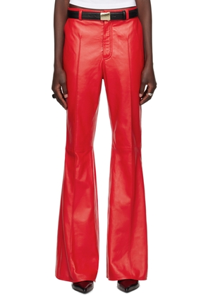 LU'U DAN Red Bells Bell Bottom Leather Pants