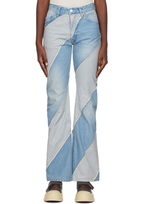 PERVERZE SSENSE Exclusive Blue Nano Mist Denim-Bias Line Jeans