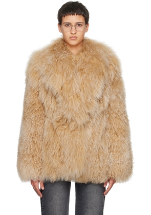 Givenchy Beige Large Collar Shearling Jacket
