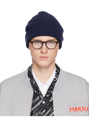 Marni Navy Mending Logo Beanie
